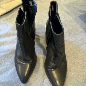 Nine West Black Pointed Leather Ankle Boots